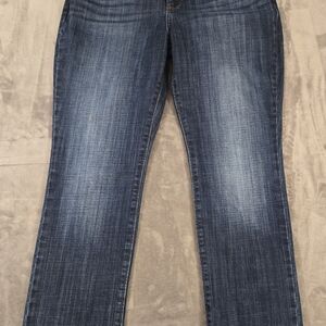 Lee Jeans Size 14 Dark Wash Regular Fit Straight Leg Mid Rise Bling Pockets (#3)